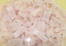 Northern Pike pieces in preliminary pickling brine.