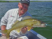 Walleye fishing guide Jeff Sundin with clear water Walleye