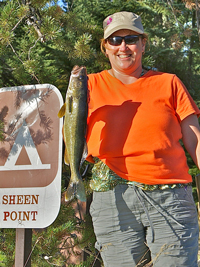 Mary Castellano with Walleye Caught on Namakan Lake
