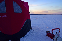 image of portable Eskimo shelter on ice