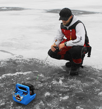 image of Justin Bailey ice fishing