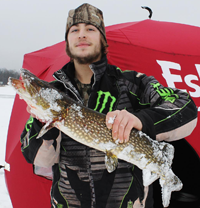 image of ice fisherman with pike