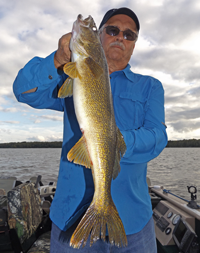 image of Terry Wickstrom with huge Walleye