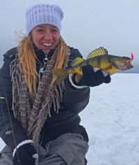 image of kate bolos with giant perch