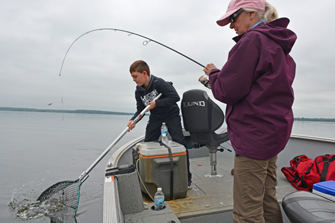 image of bonnie baird landing walleye