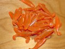 Sassy Shad Body 2 inch Orange-Glitter 50 pack