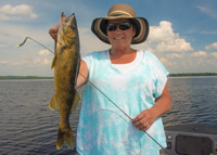 image of the Hippie Chick with big Walleye