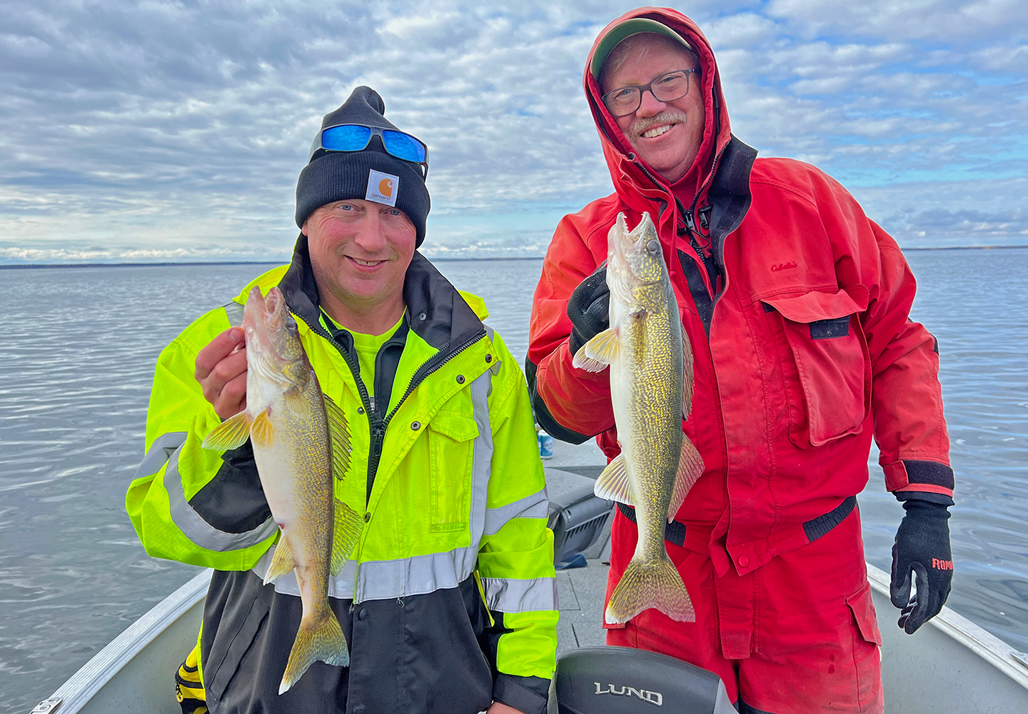 image of Tom Cashman and Brad with nice double catch of walleyes 