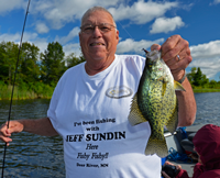 image of Mike Nolan with big Crappie caught in Cutfoot Sioux