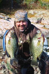 image of jeremy taschuk with rainy lake crappies