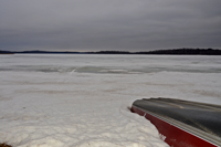 image of ice on Cutfoot Sioux at Bowen Lodge