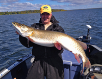 image of Steve Parker with 1 of 2 Cass Lake Muskies