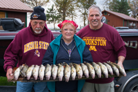 image of Ed Goettl and Joyce Damon with limits of Walleyes