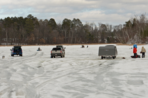 image of trucks on ice