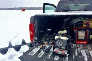 image of pickup truck and ice gear