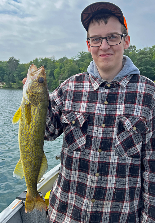 image of Cameron White with nice walleye caught near Deer River Minnesota