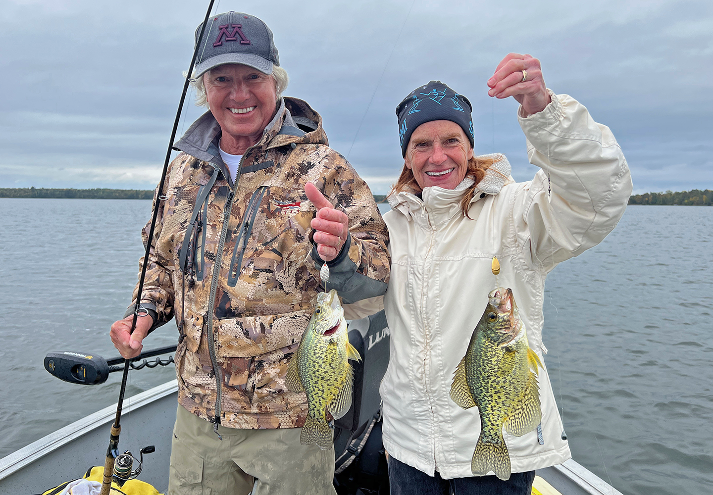 image of Marty and Janet Christensen with a pair of big crappies