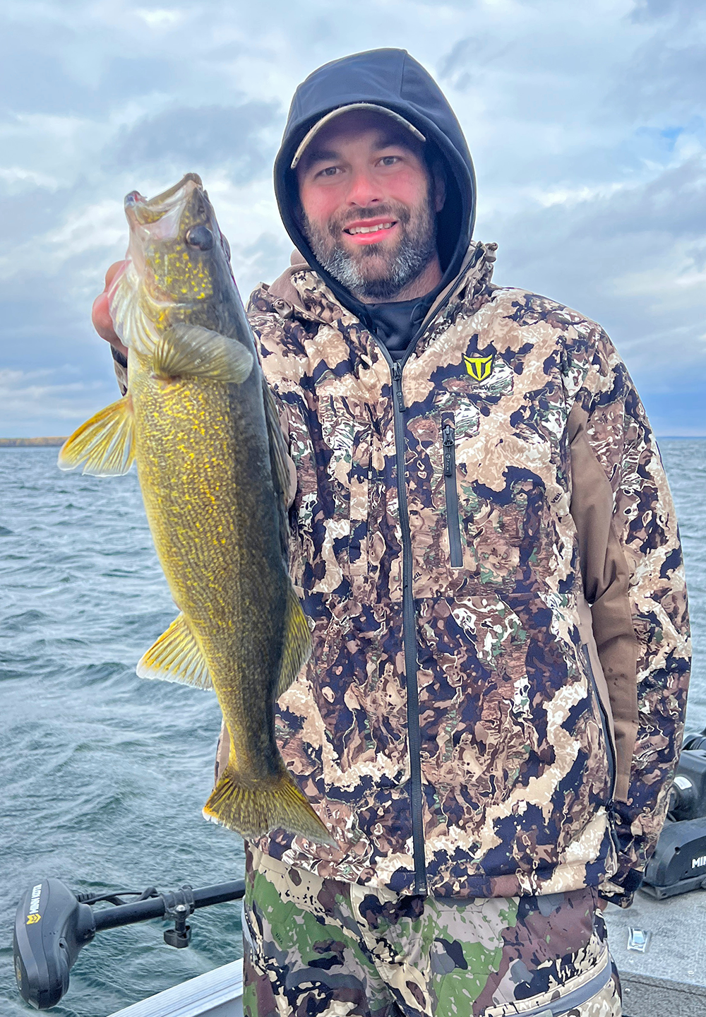 Shane's Walleye image of Shane with large walleye caught on Lake Winnie
