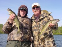 Bill Linder and Roger Will with pair of Walleyes